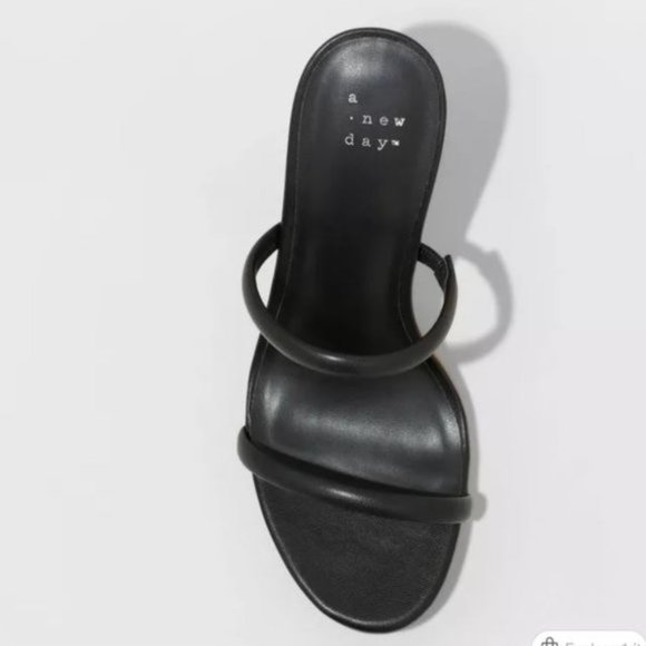 Women's Cass Thin Strap Heeled Pumps - A New Day Black Snake - Picture 3 of 3